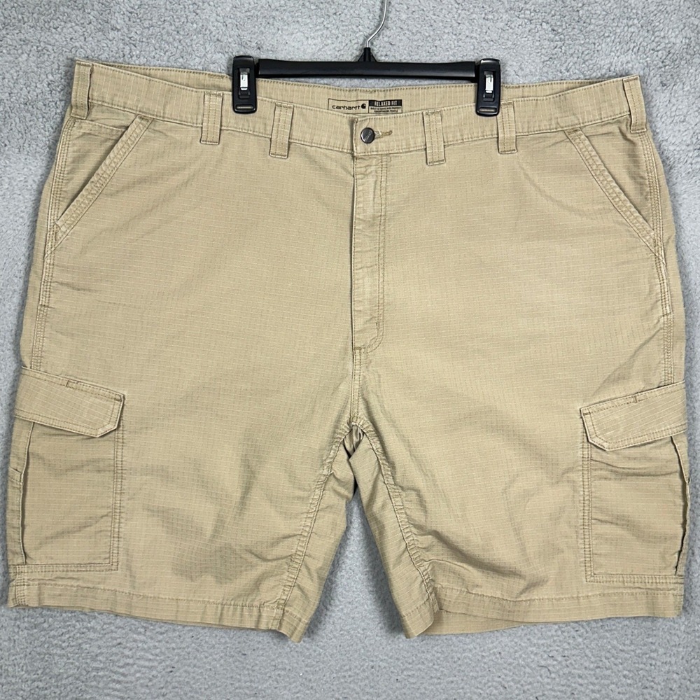 Carhartt Force Shorts Mens 50 Relaxed Fit Ripstop Tan Cargo Workwear Utility EUC